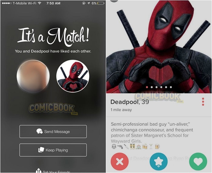 Deadpool marketed on Tinder